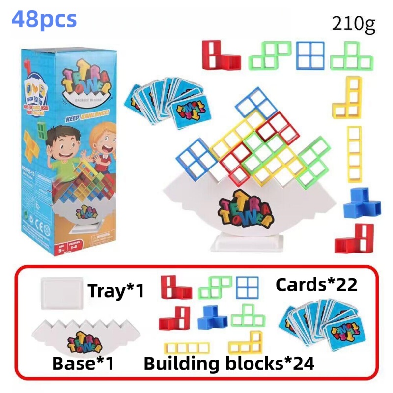 Board Game For 3 Players - 48 Pcs Tetra Tower Balance Stacking