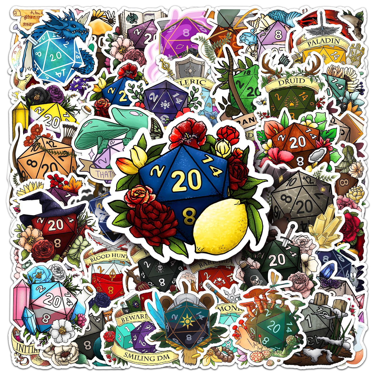 50PCS Polyhedral Dice Stickers - مراجعة Board Game Quote وسعره