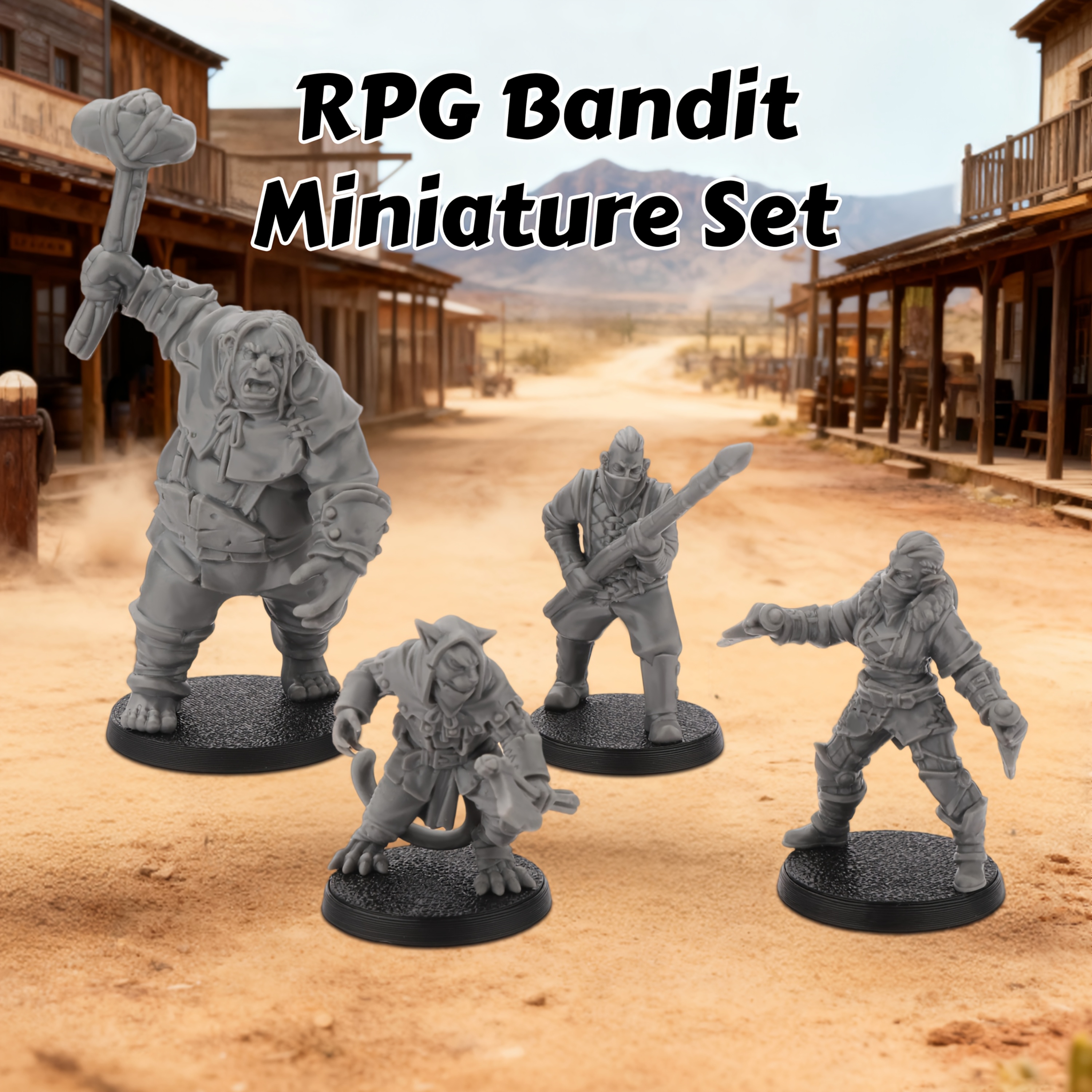 4pcs RPG Bandit Miniature - Fa - مراجعة Board Game Zombie وسعره