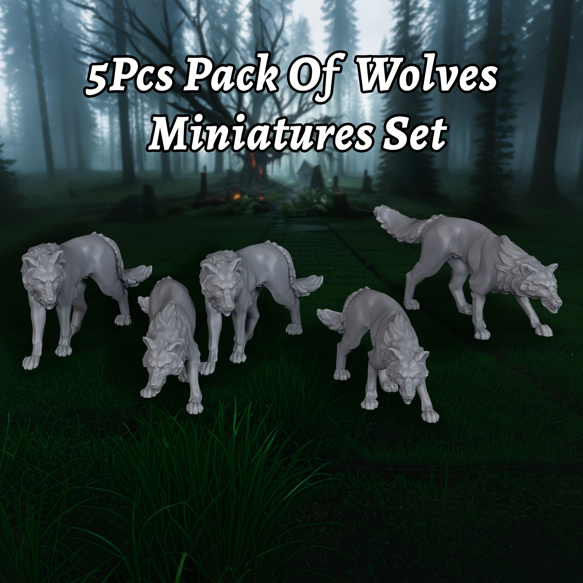 5pcs RPG Wolves Miniatures Set - مراجعة Board Game Zombie وسعره