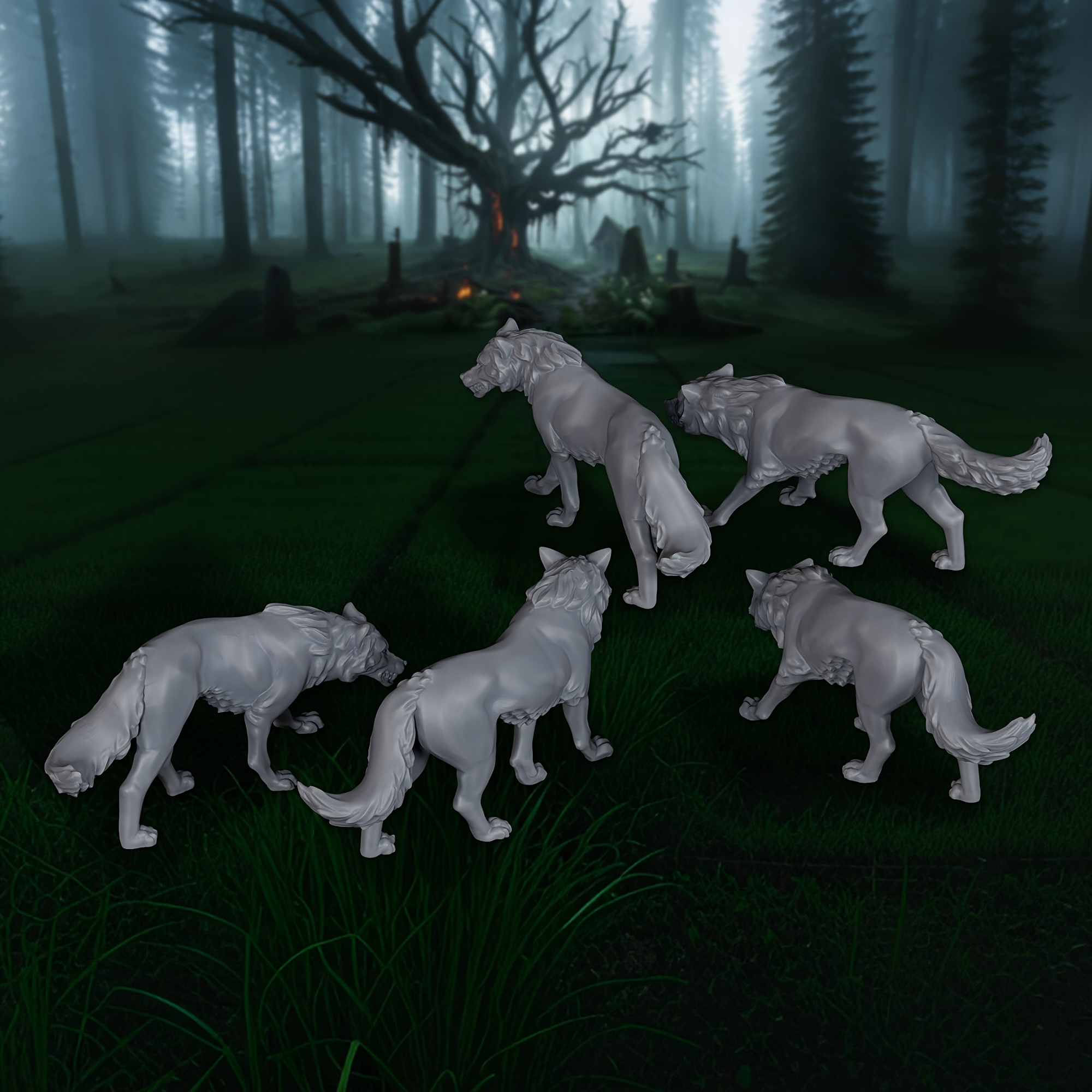 5pcs RPG Wolves Miniatures Set - مراجعة Board Game Zombie وسعره
