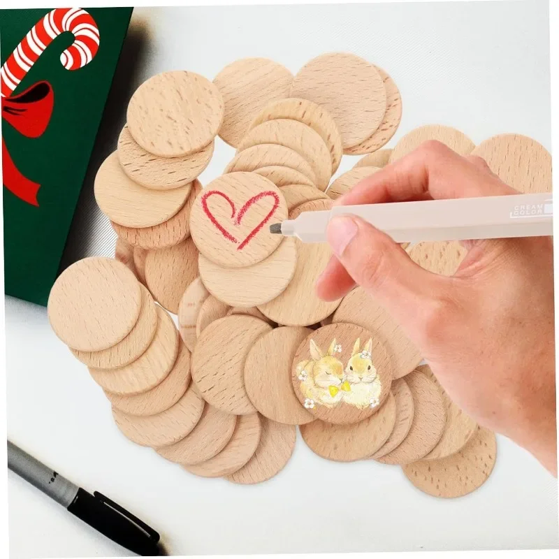 50PCS Round Unfinished Wood Cu - مراجعة Board Game With Chips وسعره