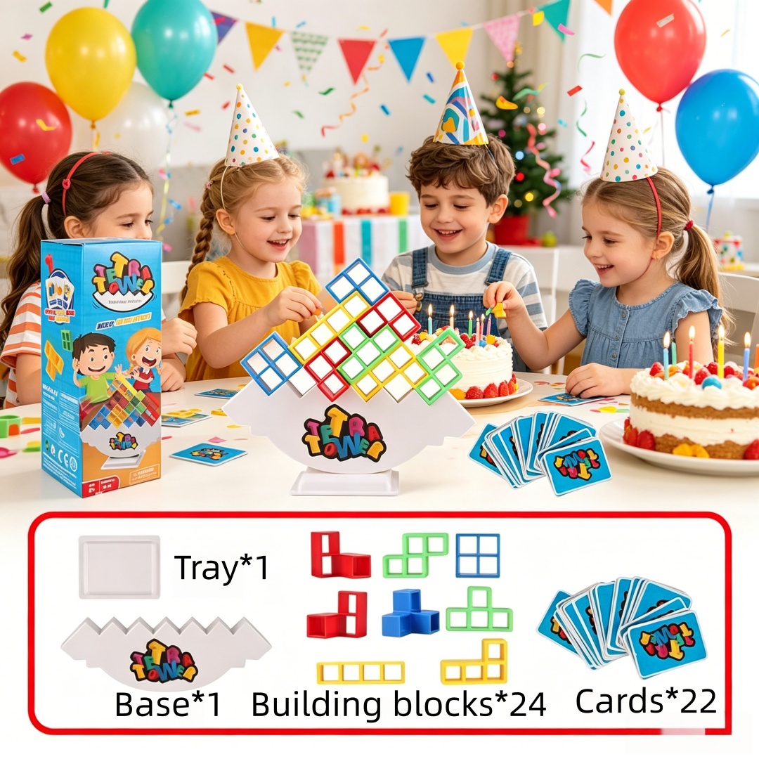 48 Pcs Tetra Tower Balance Sta - مراجعة Board Game For 3 Players وسعره